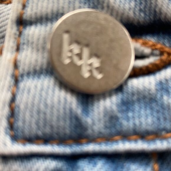 Kendall and Kylie denim frayed micro miniskirt red white side ribbons Zip 28 - Picture 11 of 14